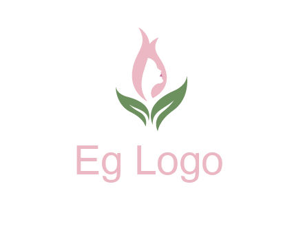woman's hair like a bud with leaves logo