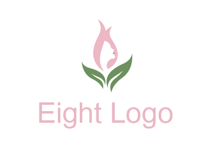 woman's hair like a bud with leaves logo