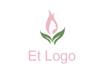 woman's hair like a bud with leaves logo