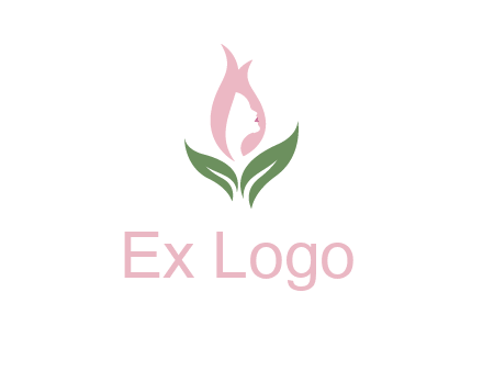 woman's hair like a bud with leaves logo