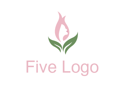 woman's hair like a bud with leaves logo