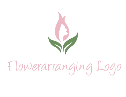 woman's hair like a bud with leaves logo