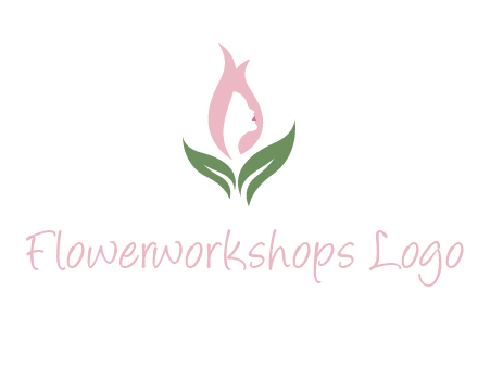 woman's hair like a bud with leaves logo