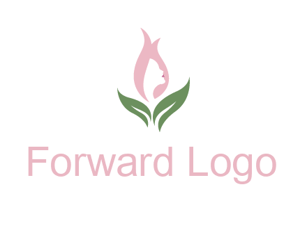 woman's hair like a bud with leaves logo
