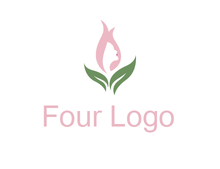 woman's hair like a bud with leaves logo
