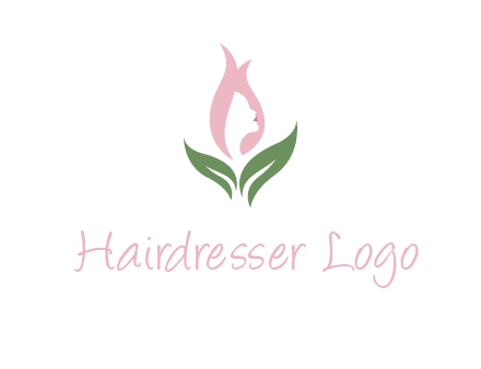 woman's hair like a bud with leaves logo