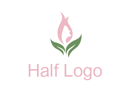 woman's hair like a bud with leaves logo