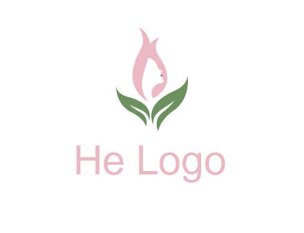 woman's hair like a bud with leaves logo