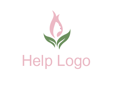 woman's hair like a bud with leaves logo