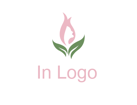 woman's hair like a bud with leaves logo