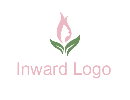 woman's hair like a bud with leaves logo