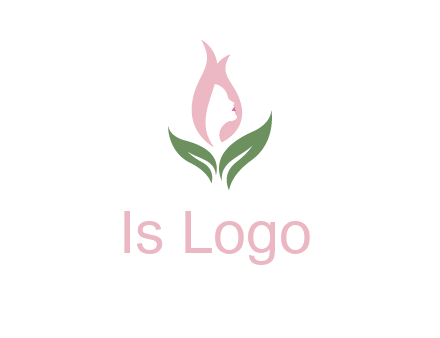woman's hair like a bud with leaves logo