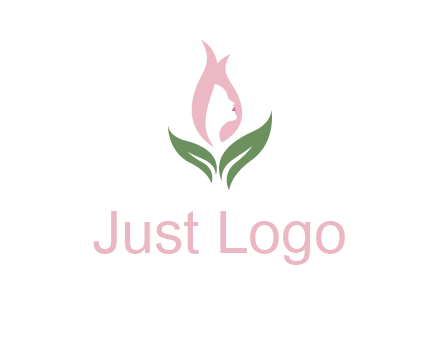 woman's hair like a bud with leaves logo