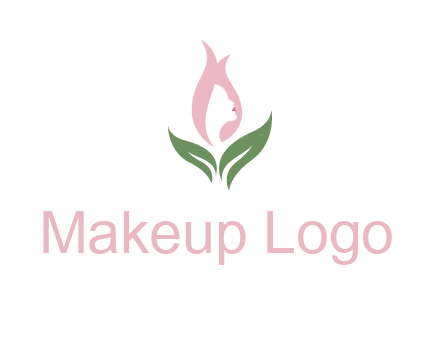 woman's hair like a bud with leaves logo