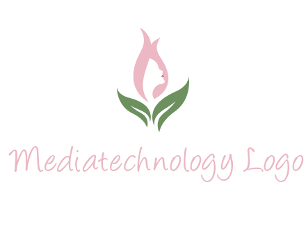 woman's hair like a bud with leaves logo