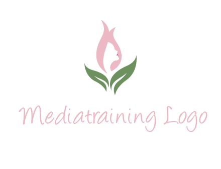 woman's hair like a bud with leaves logo