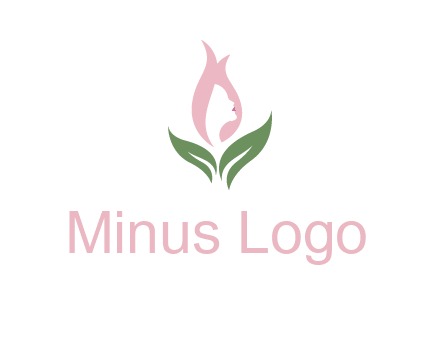 woman's hair like a bud with leaves logo