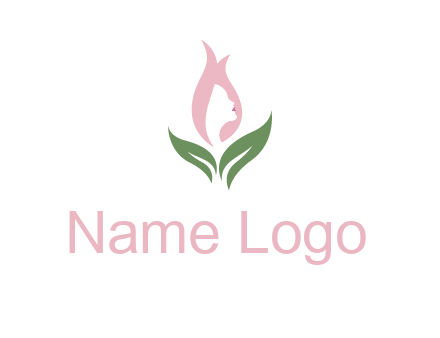 woman's hair like a bud with leaves logo