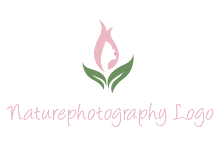 woman's hair like a bud with leaves logo