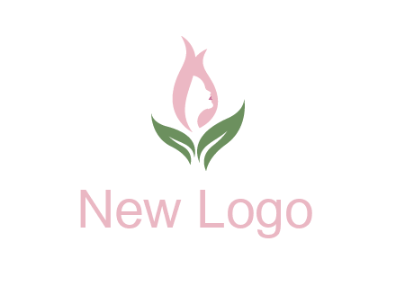 woman's hair like a bud with leaves logo