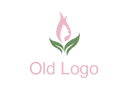 woman's hair like a bud with leaves logo