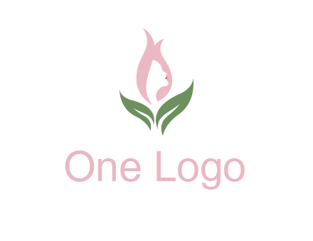 woman's hair like a bud with leaves logo