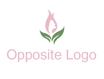 woman's hair like a bud with leaves logo