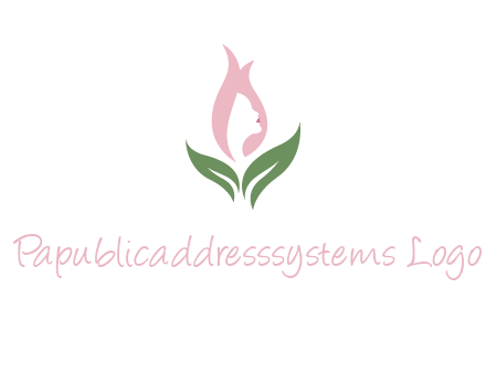 woman's hair like a bud with leaves logo