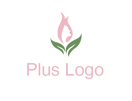 woman's hair like a bud with leaves logo