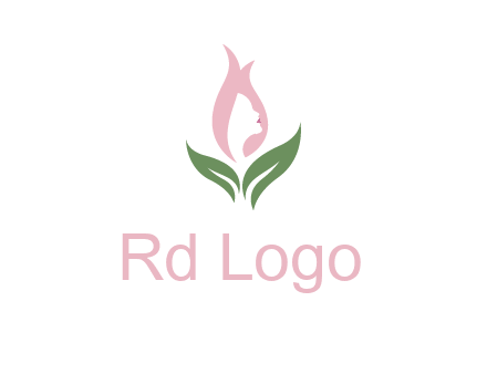 woman's hair like a bud with leaves logo