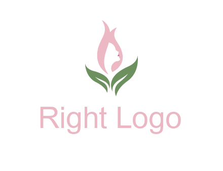 woman's hair like a bud with leaves logo
