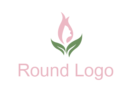 woman's hair like a bud with leaves logo