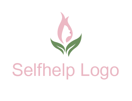 woman's hair like a bud with leaves logo