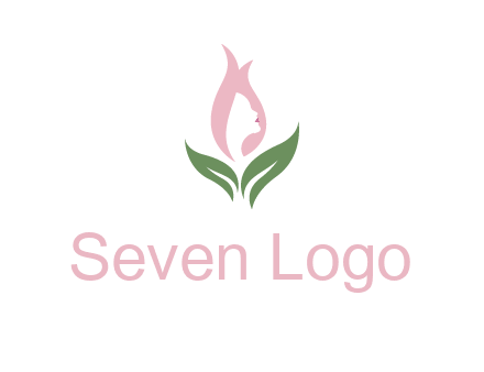 woman's hair like a bud with leaves logo