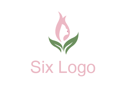 woman's hair like a bud with leaves logo