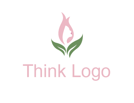 woman's hair like a bud with leaves logo