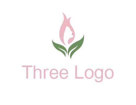 woman's hair like a bud with leaves logo