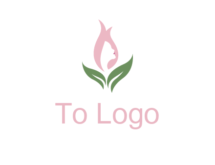 woman's hair like a bud with leaves logo
