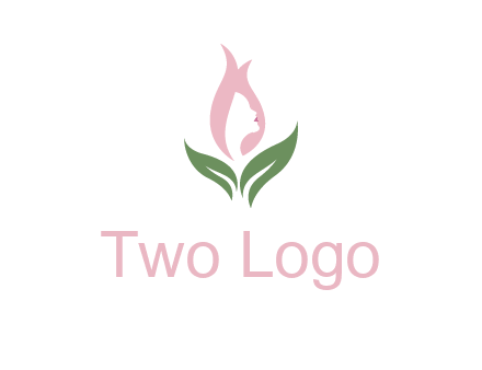 woman's hair like a bud with leaves logo