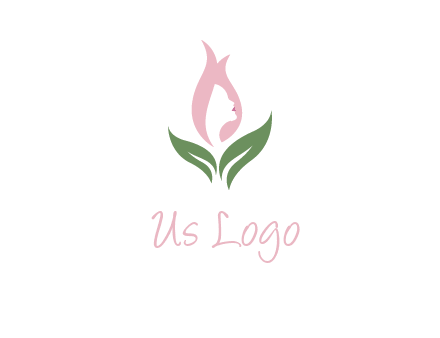 woman's hair like a bud with leaves logo