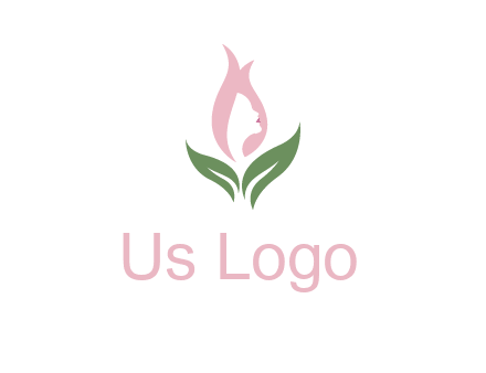 woman's hair like a bud with leaves logo