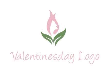 woman's hair like a bud with leaves logo