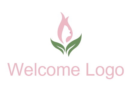 woman's hair like a bud with leaves logo