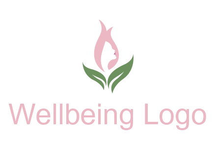 woman's hair like a bud with leaves logo