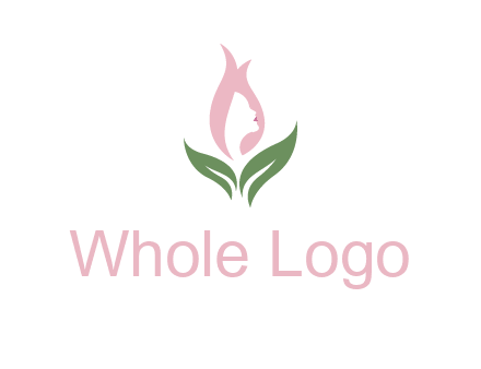 woman's hair like a bud with leaves logo