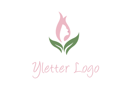 woman's hair like a bud with leaves logo