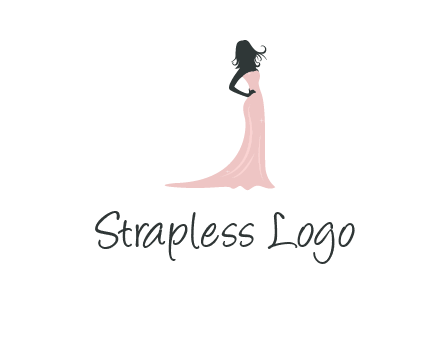 woman posing in strapless dress logo