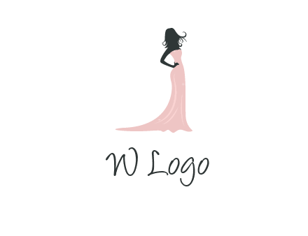 woman posing in strapless dress logo