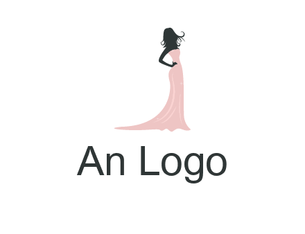 woman posing in strapless dress logo