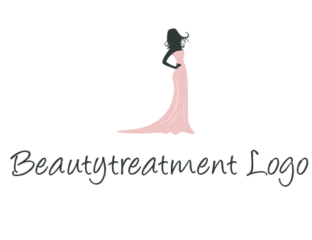 woman posing in strapless dress logo
